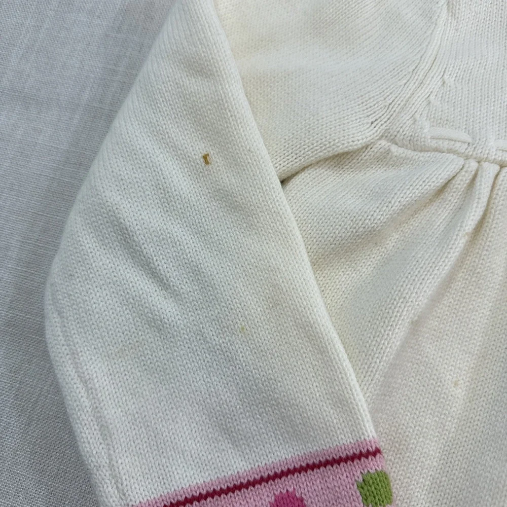 Gymboree Cardigan Sweater Girls 5T Ivory Pink Polka‎ Dot Knit Cottagecore